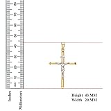 14k Two Tone Gold Religious Crucifix Cross Charm Pendant 43mm X 20mm