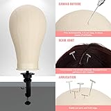 SZCY LLC 23 Inch Canvas Block Wig Head, Wig Stand Tripod with Head, Mannequin Head for Wigs, Manikin Head Block for Wigs Making Display with Wig Caps, T Pins C Bristle Brush