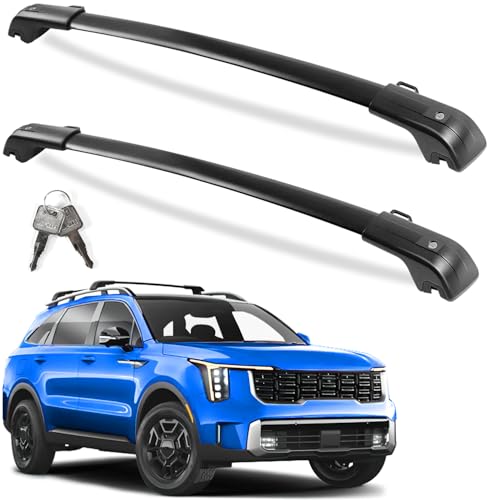 KINGGERI Lockable 260LBS Roof Rack Cross Bars Fit for Kia Sorento X-Line & X-Pro 2021 2022 2023 2024 2025 (with Raised Side Rails), Aluminum Roof Rails Crossbars Rooftop Luggage Racks Carrier