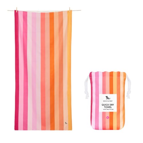 Dock & Bay Quick Drying Towel - for Sports & Gym - Compact, Lightweight - 100% Recycled - Includes Bag - Summer - Miami Sorbet, Extra Large (200x90cm, 78x35)