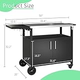 Shintenchi Outdoor Grill Cart Table with Stainless Steel Top for Kitchen Prep and BBQ, Outdoor Kitchen Island Table with Side Handle, Multifunctional Outdoor Grill Table, Black