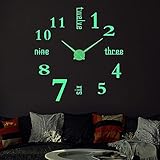 FASHION in THE CITY Luminous 3D DIY Mirror Surface Wall Clocks Modern Design Living Room Decorative Clocks (Luminous)