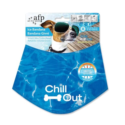 ALL FOR PAWS Chill Out Dog Ice Bandana, Instant Cooling Pet Bandana, Breathable Scarf Dog Cat Ice Collar for Summer Medium