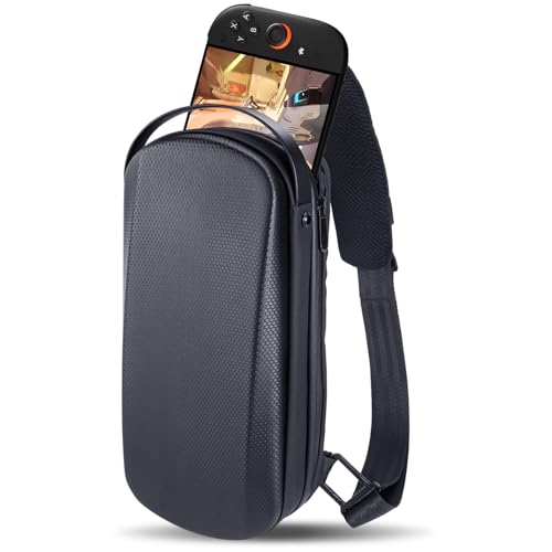Carrying Case for Nintendo Switch 2/PlayStation Portal/Steam Deck, Storage Portable Bag, Shockproof Hard Shell Protective Shoulder Chest Backpack with Pockets Fit Console & Accessories for Daily Use