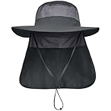 3 Pack Mens UPF 50+ Wide Brim Sun Hat with Neck Flap for Fishing Hiking Garden (3 Pack Dark Grey＆Light Grey＆Army Green)