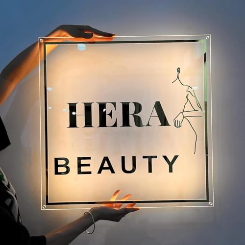 Custom Acrylic Backlit Sign, Personalized Illuminated Logo, 3D Acrylic Business Sign For Retail Stores, Office Decor, Hair Nail Salons, Beauty Studios, Aesthetics Clinic and Restaurant. (Square Shape)