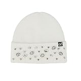 Funky Junque Women's Bedazzled Beanie Rhinestone Knit Winter Hat Sparkly Warm Skull Cap One Size White