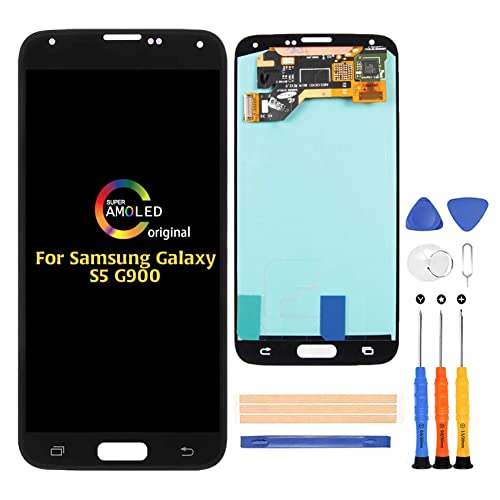 for Samsung Galaxy S5 G900 Screen Replacement（Original） G900M/V/A/T/FD Touch Screen Digitizer & LCD Repair Parts,with Screen Protector+Tools(Black)