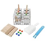 6 Sets Stainless Steel Popsicle Molds Rack and Accessories, Rust-Resistant Popsicle Maker, 6pcs Leak-Proof Silicone Seals, 50pcs Wooden Sticks and Bonus Cleaning Brush