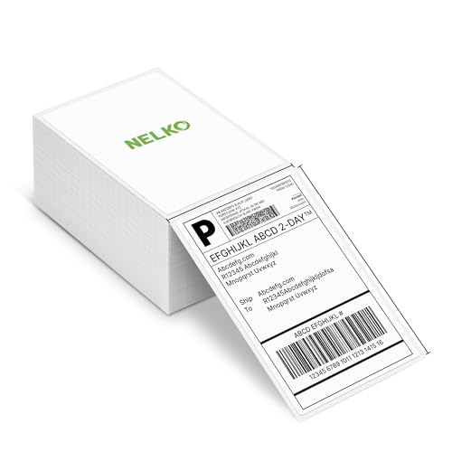 Nelko Genuine 4x6 Direct Thermal Shipping Label 500 Labels/1 Stacks, 4x6 Thermal Labels for Nelko PL70E Shipping Label Printer, Perforated and Strong Adhesive, Commercial Grade