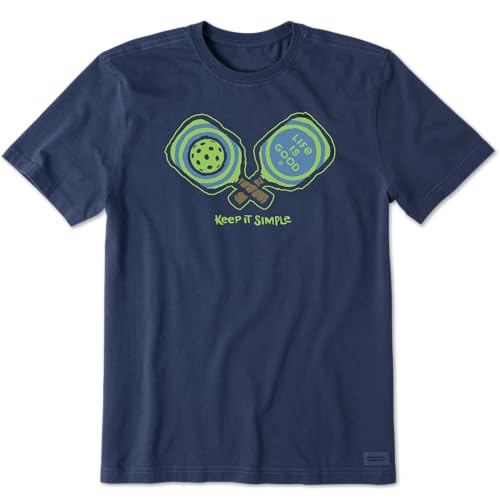 Life is Good Men's Keep It Simple Pickleball Short Sleeve Crusher Tee (Large, Darkest Blue)