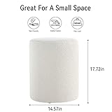 Get Set Style Modern Round Ottoman with Soft Padded Seat, Multifunctional Vanity Chairs for Makeup, Upholstered Footrest Stool Ottoman Foot Stool for Living Room, Bedroom, boucle, White