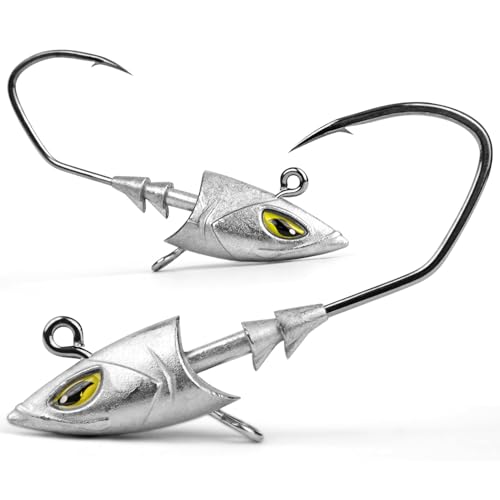 Saltwater Jig Head, Fish Eye Swimbait Jighead for Fishing Inshore/Offshore 1oz with 7/0 Hooks for Bass, Stripper, Redfish, Seabass etc.