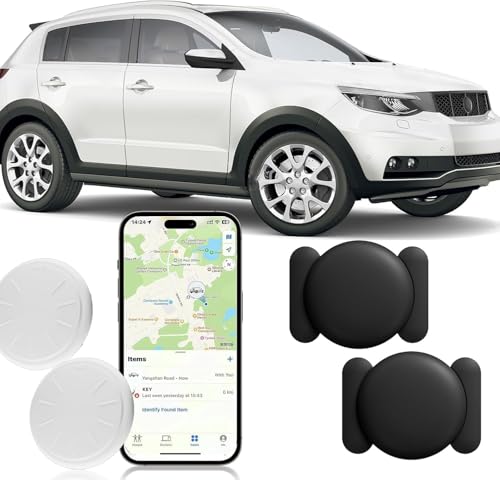 Vehicle GPS Tracker,No Monthly Fee Car Tracker with Magnetic Case,Car Tracking Device Work with Apple Find My App(iOS Only),Real-Time Tracking for Fleet,Van,Caravan,Motorbike,Bicycle,Car (Black,2PCS)
