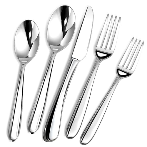 STILLOYE Heavy Duty Silverware Set for 8, 40 Piece Premium Stainless Steel Flatware Utensils Cutlery Set Including Steak Knife Fork and Spoon, Dishwasher Safe, Gift Package for Wedding Housewarming
