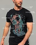 INTO THE AM Universal Love Glow in The Dark Graphic Tee for Men - Short Sleeve Design T-Shirts (Black, X-Large)