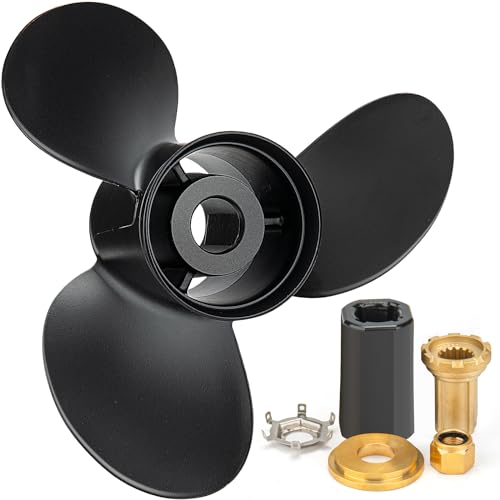 Qiclear 13 1/4x17 Pitch 48-77344A45 OEM Upgrade Aluminium Boat Propeller fit Mercury Outboard Motos 60 75 90 100 115 Hp,15 Spline Tooth,Hub Kits Included,Rh,13.25 x 17p