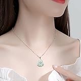 BJIMIDTI Jade Pendant Green Natural Real Buddha Necklace for Women men - Good Luck 925 Silver Chain Amulet Jewelry Gifts