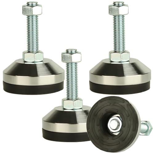 MUHOUZHINANG Heavy Duty Leg levelers ， Leveling Legs 2.36" Dia Base,Adjustable feet levelers M12 Thread, 1300 Lb Capacity,Capacity for Workbench, Machine, Cabinet (D60xM12x50,4 Pcs, Black)
