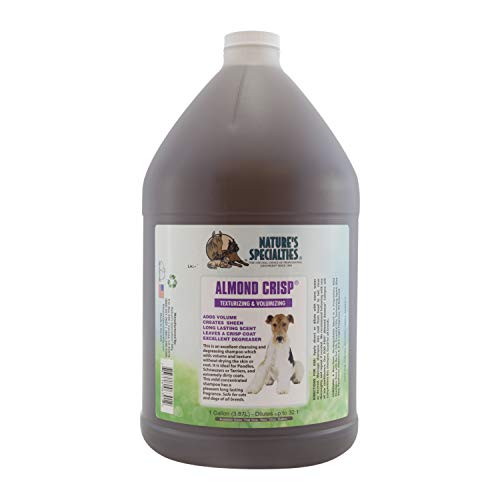 Nature's Specialties Almond Crisp Ultra Concentrated Dog Shampoo for Pets, Makes up to 32 Gallons, Natural Choice for Professional Groomers, Texturizing and Volumizing, Made in USA, 1 gal