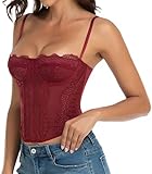 Raxnode Lace Bustier Corset Tops for Women - Sexy Going Out Party Club Top with Buckle