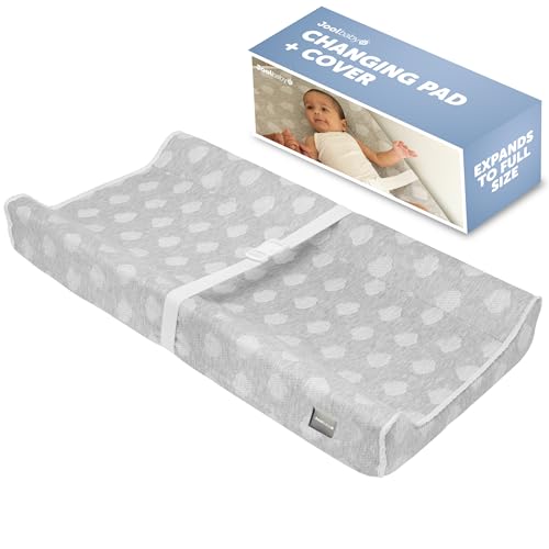 Jool Baby Soft Changing Pad + Washable Cover, Non-Slip - Fits Standard Changing Tables & Dressers (Gray)