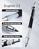 Nicpro 2mm Metal Mechanical Pencil Set, 2PCS Lead Holder 2.0 mm Marker Artist Carpenter Pencils with 120 Graphite Lead Refill (HB 2H 4H 2B 4B & Color), 2 Eraser for Drafting, Drawing Writing Sketching