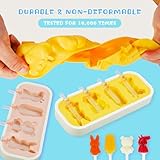 Popsicles Molds 3 Pack, Mini Popsicle Molds for Kids Baby Cute Shapes Silicone Popsicle Molds BPA Free Reusable Ice Cream Mold Popsicle Maker Homemade DIY Set (Pineapple&Paws&Cartoon)