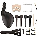 4/4 Violin Tailpiece Peg,Durable Violin Chinrest with Ebony Tuning Pegs Bridge Endpin Tuners Bridge Soundpost Violin Accessory Kit