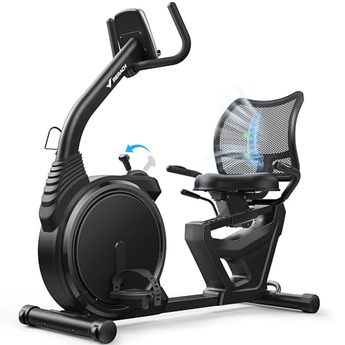 MERACH Recumbent Exercise Bike, High-end Recumbent Bike for Home, Light Commercial Recumbent Bikes for Seniors Adults, Magnetic Recumbent Stationary Bike with Smart Bluetooth and Exclusive App, LCD, Heart Rate Handle