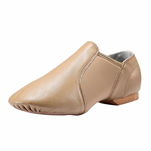 Dynadans Leather Upper Slip-on Jazz Shoe for Girls and Boys (Big Kid/Little Kid/Toddler) 5M Big Kid Brown