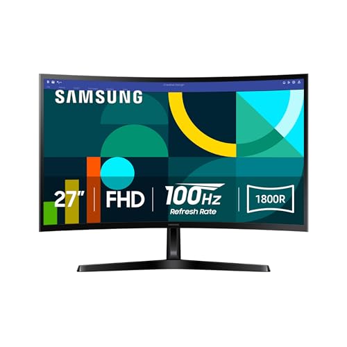 SAMSUNG 27" Essential S3 (S36GD) Series FHD 1800R Curved Computer Monitor, 100Hz, Game Mode, Advanced Eye Comfort, HDMI and D-sub Ports, LS27D366GANXZA, 2024