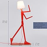 HROOME Cool Tall Floor Lamp for Bedroom & Living Room - Unique Corner Decorative Reading Wood Standing Light Creative Swing Arm Design for Farmhouse Dorn Gift Idea - Oran Orange Bulb Included