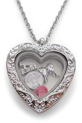 Custom Forever in My Heart Floating Charm Locket Necklace With Selected Charms, Infant Loss Gift Necklace, Miscarriage Stillborn Floating Locket, Family Memorial Necklace