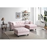 Glory Furniture Nola Velvet Sofa Chaise in Pink