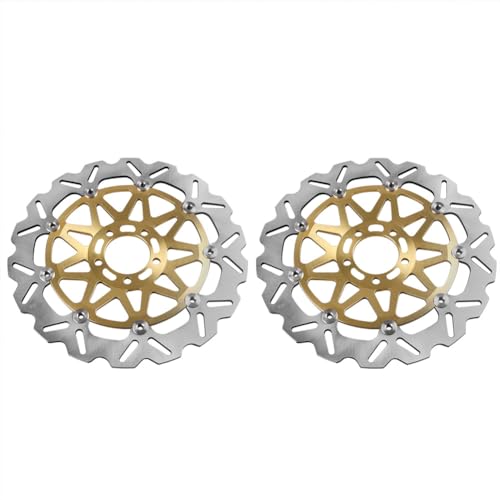 Lirun 1 Set Front Brake Disc Rotor Solid For Kawasaki ZXR750R ZX12R ZZR1200 Ninja ZX9R ZZR1100 Stainless Steel Gold