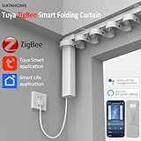 S Folding Corrugated Electric ZigBee 3.0 Smart Curtains System, Auto Curtain Opener, Motorized Curtains Rod with Remote, Compatible with Alexa/Google Home (Track length 7 meters (275.59 inches))