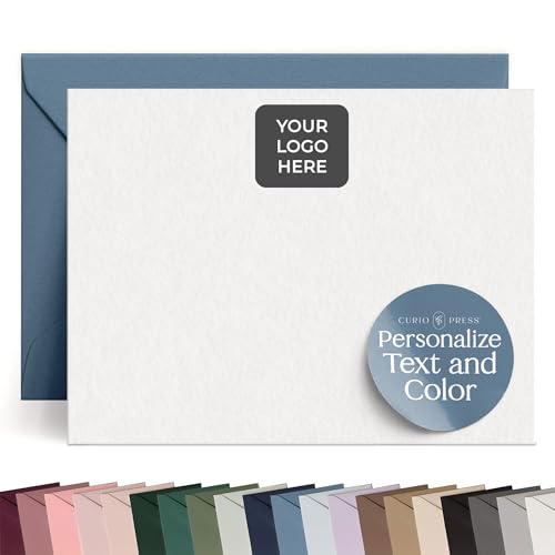 Personalized Stationery w/Your Logo or Business Name Custom Notecards and Custom Envelopes, Custom Stationery for Business Notes Flat Note Cards with Custom Logo, Business Stationery - Your Logo Flat