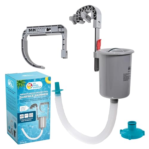 U.S. Pool Supply Pool Skimmer - Above Ground Pool Skimmer, Floating Surface Skimmer, Accessories - Clean Debris Basket, Wall Mount, Attaches to Inflatable Collars, Tubular and Metal Frames