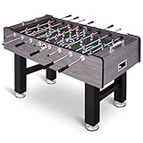 REAHOISY 58 Inch Large Size Foosball Table Adult Size, Full Size Soccer Game Table w/2 Balls, Leg Levelers & Heavy-Duty Legs, Durable Arcade Football Table for Game Room, Home, Office, Party (Gray)