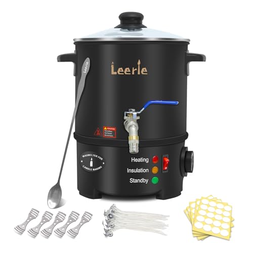 Leerie 5Qts/10Lbs Wax Melter for Candle Making - L5 Candle Wax Melting Pot with Heating Core Brass Spout & Temp Control for DIY Home Business Candle Maker for Candle Making Supplies (L5-US-110V)