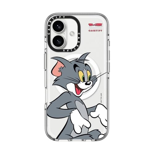 CASETiFY Clear Case for iPhone 16 [Tom and Jerry Colab/Not Yellowing / 6.6ft Drop Protection/Compatible with Magsafe] - Tom Character - Clear