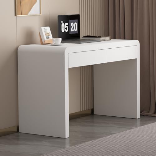 Dongge White Computer and Gaming Desk with Drawers.Home Office desks for Bedroom.Wooden Kids' Writing Table.Three-Layer Lacquered Thick Wooden Board Work Desk That can be Used as a Vanity(Z-101)