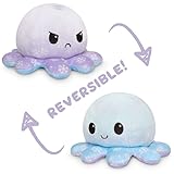 TeeTurtle - The Original Reversible Octopus Plushie - Happy + Angry Snowflakes - Cute Sensory Fidget Stuffed Animals That Show Your Mood - 4 inch, 1 count