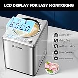 COUPLUX 2.64 Quart Ice Cream Maker with Built-in Compressor, Fully Automatic Ice Cream Maker Machine- No Pre-Freezing, 3 Modes, LCD Timer, 2H Keep Cool, Stainless Steel Ice Cream Machine for Home