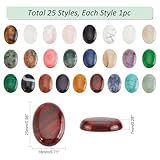 PH PandaHall 25 Pcs Oval Cabochon Flatback Semi-Precious Synthetic Gemstones Beads Quartz Chakra Crystal Stone 25x18mm for Bracelet Necklace Earring Pendant Jewelry DIY Craft Making