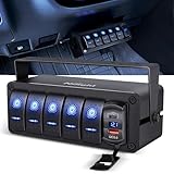 Nilight 5 Gang Rocker Switch Box 12V SPST ON Off Switches PD Type C and QC 3.0 USB Charger Voltmeter Waterproof Aluminum Panel DIY Stickers for Boats Cars RVs Trucks