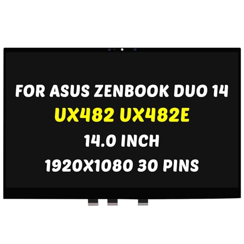 Replacement for ASUS ZenBook Duo 14 UX482 LCD Screen UX482E UX482EA UX482EAR UX482EG UX482EGR LED + Bezel Display Digitizer Assembly 1920X1080 14.0 inch 30 Pins 60Hz (for Touch Screen Only)