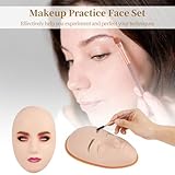 Makeup Practice Face Set,8 Pcs Silicone Mannequin Face, 1 Practice Face Board and 8 Makeup Brushes for Beginner to Practice Face Paint, Permanent Makeup, Art Creation