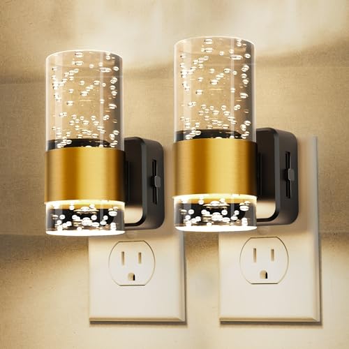 Night Lights Plug into Wall, Soft Light LED Night Light with Adjustable Brightness, Plug in Night Light with Auto Light Sensor, Wall Sconce-Style Design Night Light for Bathroom,Hallway, 2 Pack